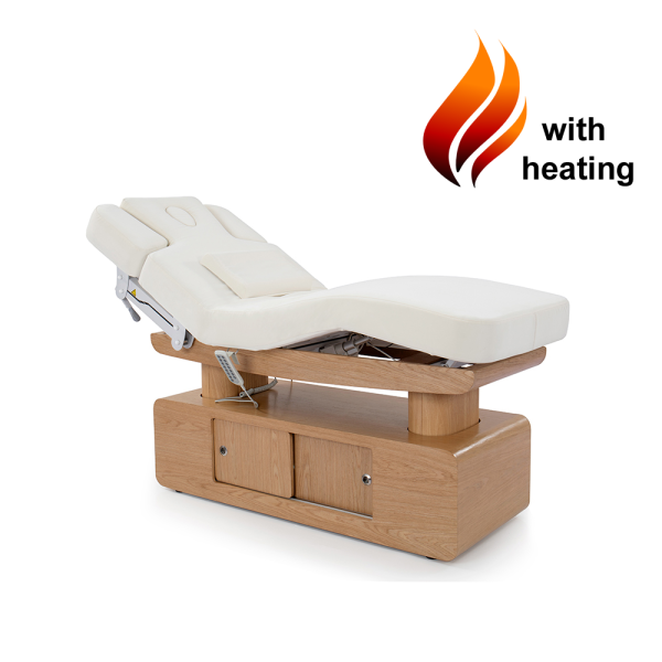 LED Massageliege Behandlungsliege weiß/hellholz mit Heizung L03051H